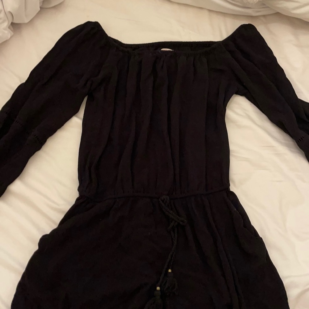 Black long sleeved strapless romper